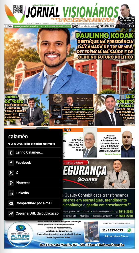Capa da Edição 8 do Jornal Visionários